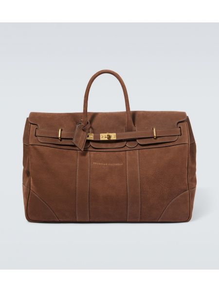 Sac en tissu en cuir Brunello Cucinelli marron