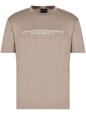 Μπλούζα με κέντημα με στρογγυλή λαιμόκοψη Emporio Armani μπεζ