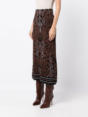 Žakárové midi sukně s tygřím vzorem Hayley Menzies hnědé