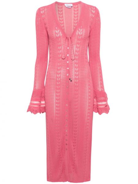 Μάξι φόρεμα με λαιμόκοψη v Blumarine ροζ