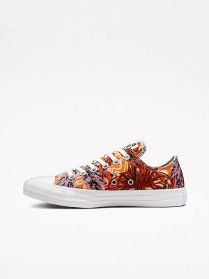 Trópusi mintás sneakers Converse narancsszínű