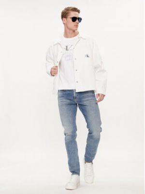 Chemise en jean large Calvin Klein Jeans blanc
