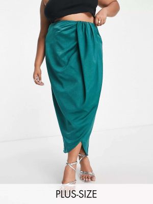 Зеленая юбка миди с оборками и запахом In The Style x Terrie Mcevoy