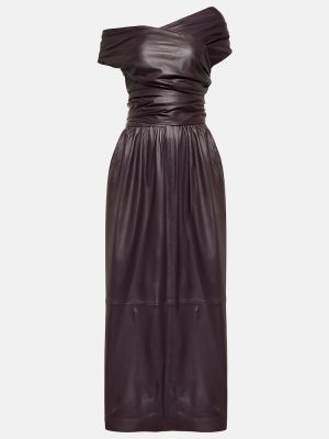 Kožené dlouhé šaty Altuzarra fialové