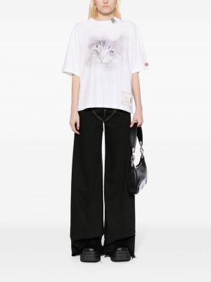 Raštuotas medvilninis marškinėliai Maison Mihara Yasuhiro balta