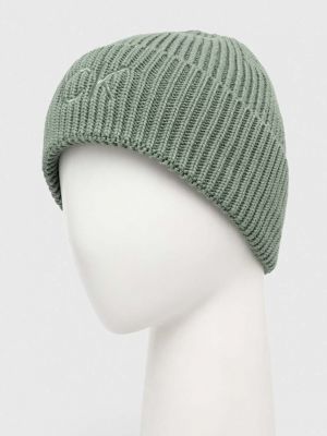 Dzianinowa czapka Calvin Klein zielona