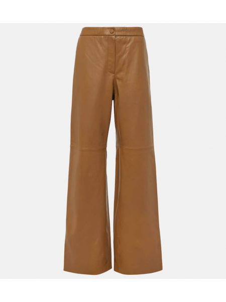 Pantalones de cuero bootcut Yves Salomon marrón