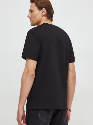 Bavlněné tričko s potiskem Just Cavalli černé
