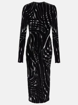 Sametové midi šaty Versace černé