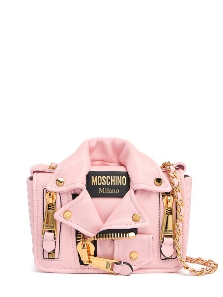 Lær farget veske Moschino rosa