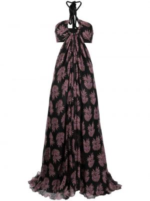 Макси рокля на цветя с принт Etro черно