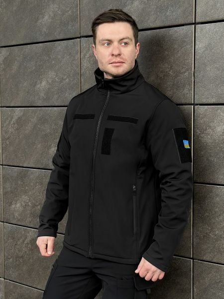Демисезонная куртка софтшелл Pobedov черная