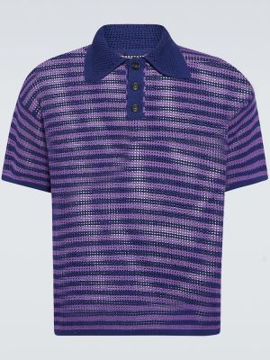 Svītrainas kokvilnas polo krekls Bode violets