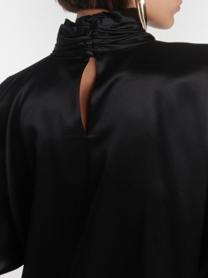Svilena satenska bluza Saint Laurent črna