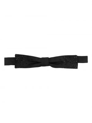 Svilena kravata z lokom s kristali Dsquared2 črna