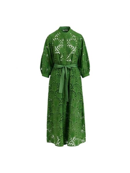 Haftowany sukienka z kołnierzykiem z cekinami Essentiel Antwerp zielony