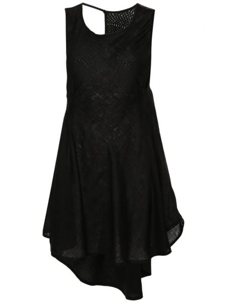 Lniana sukienka mini asymetryczna Maurizio Mykonos czarna