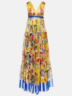 Chiffon seiden maxikleid mit print Dolce&gabbana