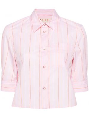 Prugasta pamučna košulja s printom Marni ružičasta