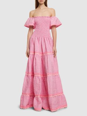 Pamučna haljina s vezom Flora Sardalos ružičasta