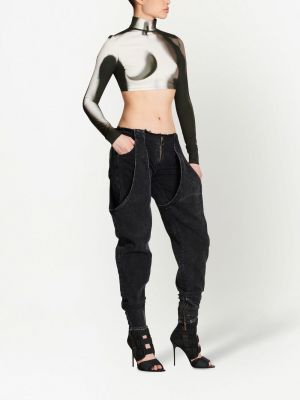 Jeansy skinny z niską talią bawełniane Balmain czarne