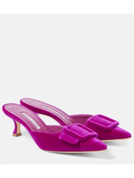 Sammet mules Manolo Blahnik lila