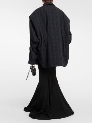 Camicia di cotone a quadri oversize Balenciaga grigio