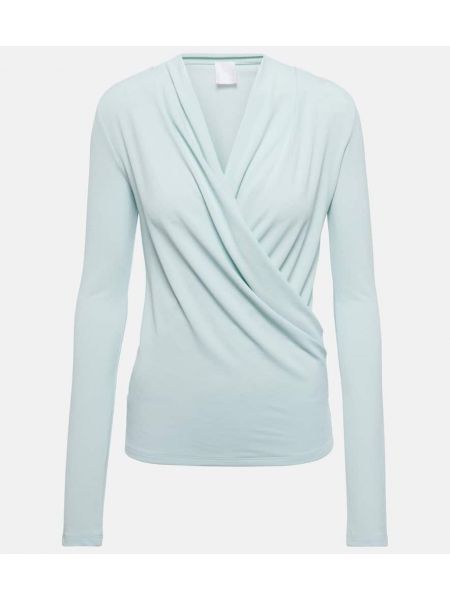 Top de tela jersey drapeado de crepé Givenchy azul