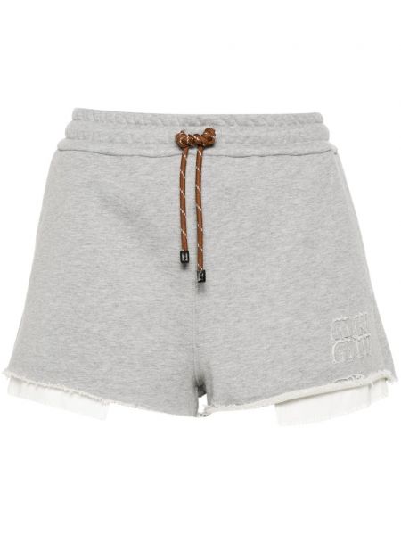 Puuvilla fleece shortsit Miu Miu harmaa