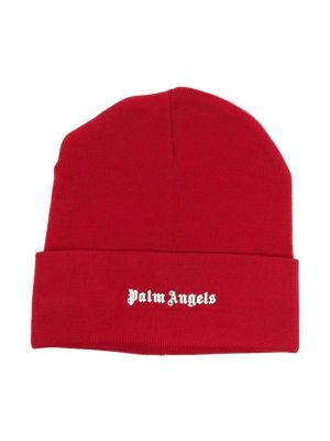 Dzianinowa czapka z nadrukiem Palm Angels czerwona