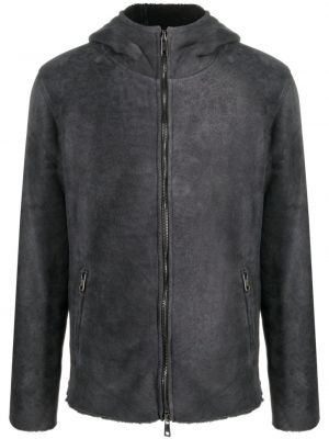 Kožená bunda s kapucňou Giorgio Brato sivá