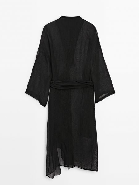 Прозрачное платье миди Massimo Dutti черное