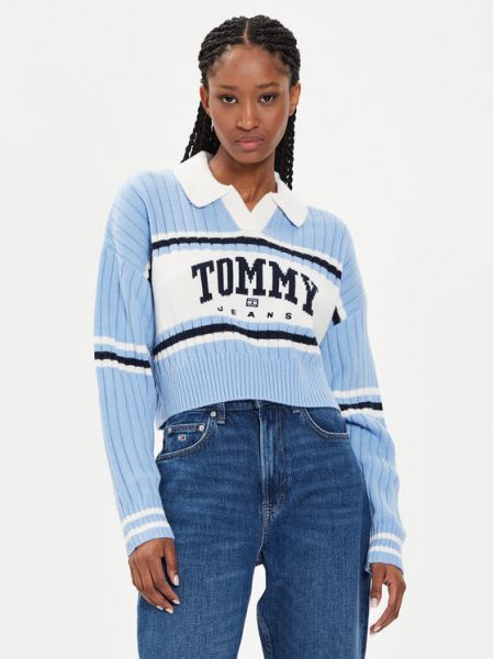 Voľný priliehavý sveter Tommy Jeans modrá