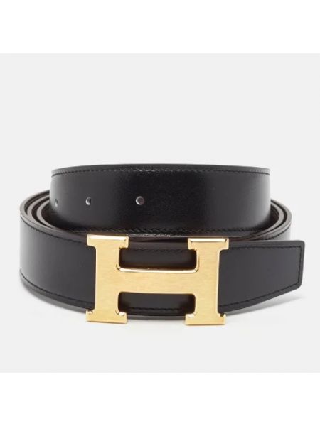 Cinturón de cuero retro Hermès Vintage negro