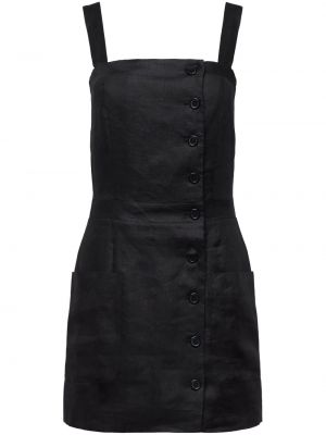 Lněné mini šaty s knoflíky Equipment černé
