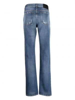 Straight fit džíny s oděrkami Roberto Cavalli modré
