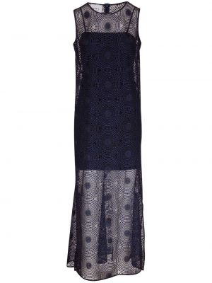 Dlouhé šaty s potlačou s abstraktným vzorom Akris Punto modrá