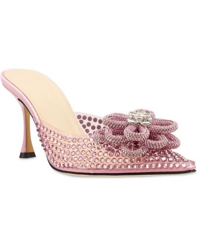 Papuci tip mules cu model floral Mach & Mach roz