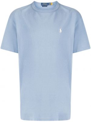 Siuvinėtas medvilninis siuvinėtas polo marškinėliai Polo Ralph Lauren mėlyna