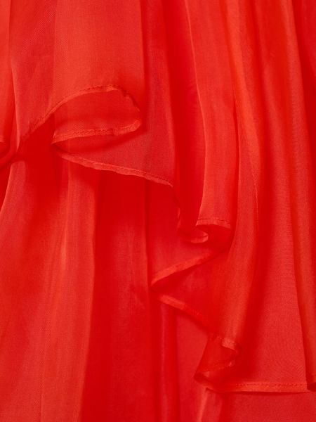 Svilena mini obleka iz tila Zimmermann rdeča