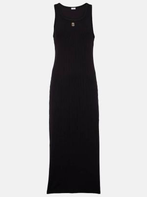 Pamučna midi haljina Brunello Cucinelli crna
