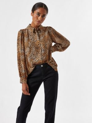 Bluză cu imagine cu model leopard Dorothy Perkins Petite maro