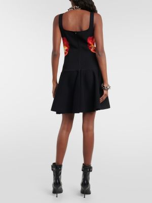 Mini vestido de tejido jacquard Alexander Mcqueen negro