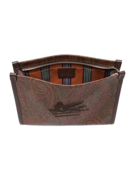 Bolso clutch con estampado de cachemira de tejido jacquard Etro marrón