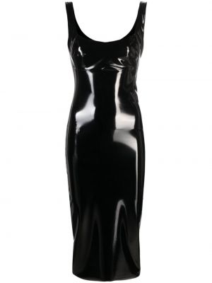 Kožené midi šaty z ekologickej kože Atu Body Couture čierna