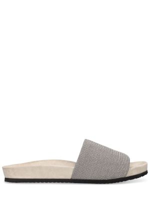 Kožené sandály Brunello Cucinelli šedé