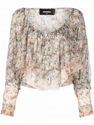 Trykt floral crop top Dsquared2 blå