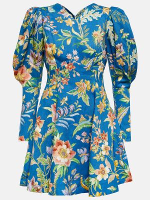 Mini vestido de lino de flores Alemais