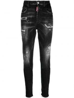 Straight fit džíny s dírami Dsquared2 černé