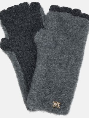 Jedwabne rękawiczki wełniane z alpaki Max Mara szare
